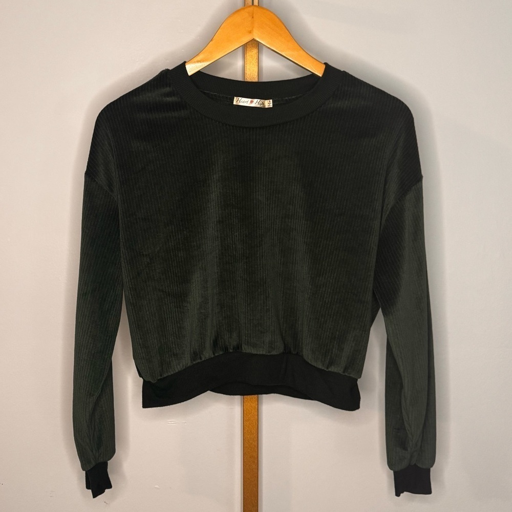 Dark Green Ribbed Blouse
